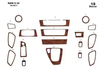 BMW Serie 3 E90 01.06-12.10 3M 3D Interior Dashboard Trim Kit Dash Trim Dekor 18-Parts