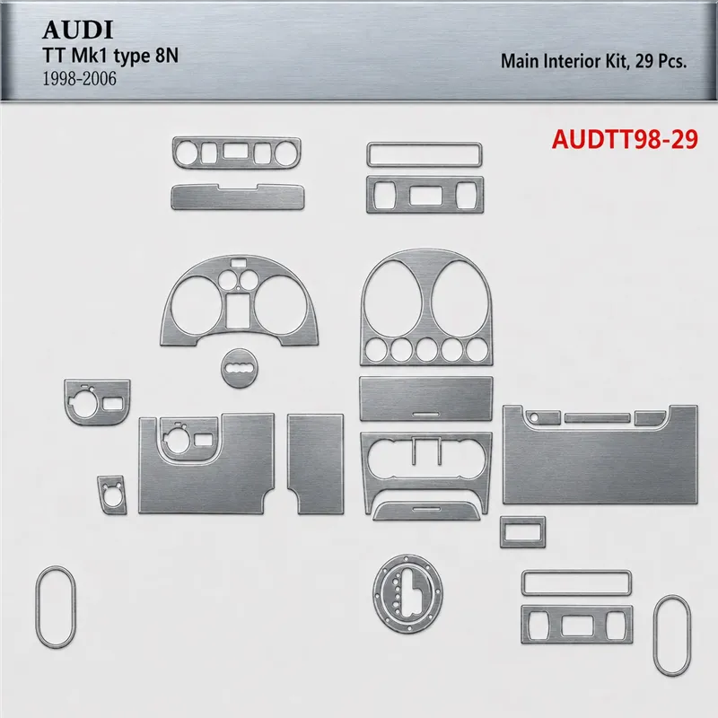 Audi TT 2001-2006 Soft Roof-Coupe, 29 delen set interieur dashboard decoratieset dashboard decor