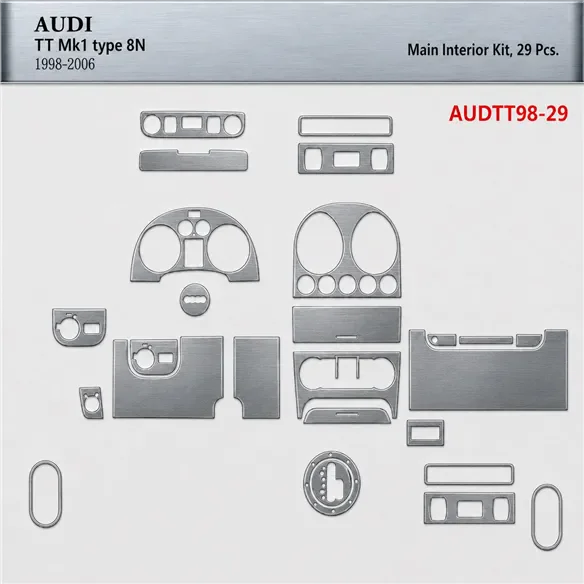 Audi TT 2001-2006 Soft Roof-Coupe, 29 delen set interieur dashboard decoratieset dashboard decor