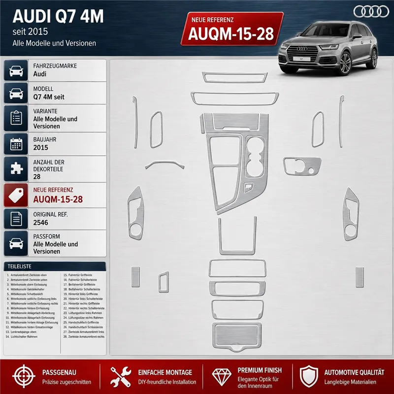 Audi Q7 4M seit 2015 3D Interior Dashboard Trim Kit Dash Trim Dekor 28-Parts
