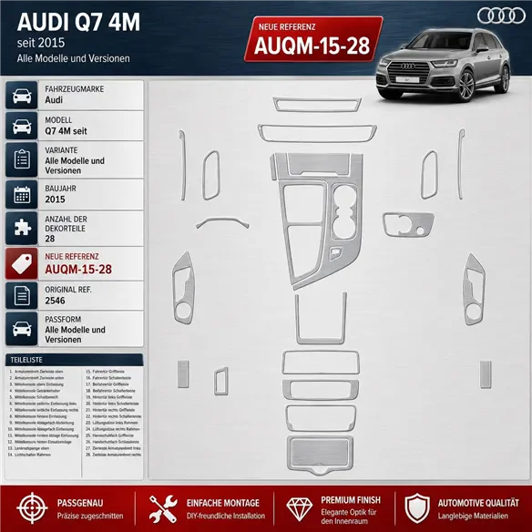 Audi Q7 4M seit 2015 3D interieur dashboard decoratieset dashboard decor 28-delen