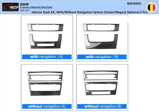 BMW 3 Series E90 2005–2011 3D Interior Dashboard Trim Kit Dash Trim Dekor 2-Parts