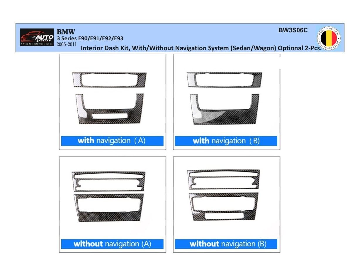 BMW 3 Reeks E90 2005-2011 3D Interieur Dashboard Trim Kit Dash Trim Dekor 2-Delen