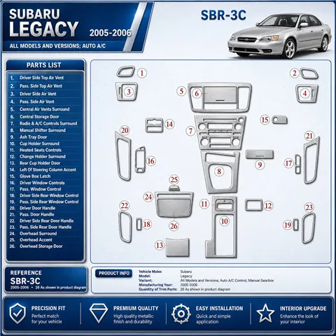 Subaru Legacy 2005-2006 Auto AC Control, boîte manuelle boîte kit décoration intérieure tableau de bord