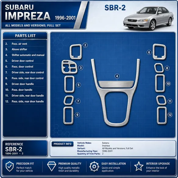 Subaru Impreza 1996-2001 kit complet kit décoration intérieure tableau de bord
