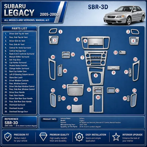 Subaru Legacy 2005-2006 caja manual AC Control, Manual Gear Box kit de molduras interiores para salpicadero