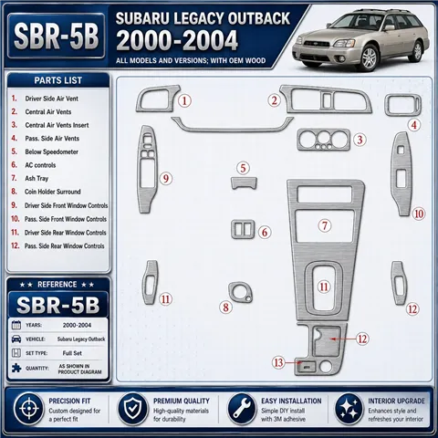 Subaru Legacy Outback 2000-2004 With OEM Wood Kit kit de molduras interiores para salpicadero