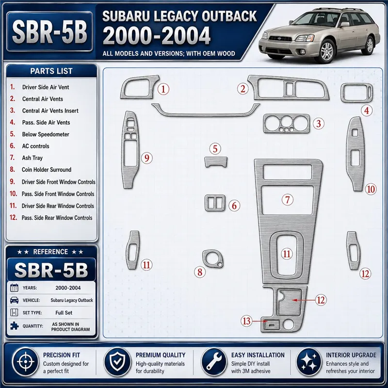 Subaru Legacy Outback 2000-2004 With OEM Wood Kit kit de molduras interiores para salpicadero