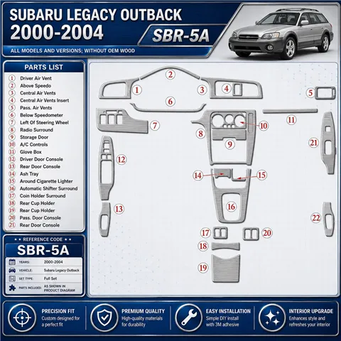 Subaru Legacy Outback 2000-2004 Without OEM Wood Kit kit de molduras interiores para salpicadero