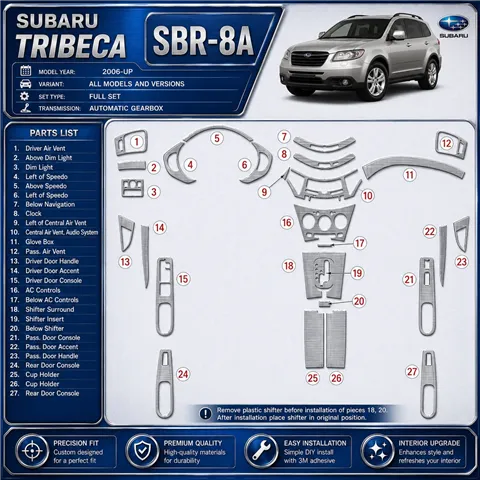Subaru Tribeca 2006-heute 3D Cockpit Dekor Interieurleisten Set Full Set / as shown in product diagram-teilig