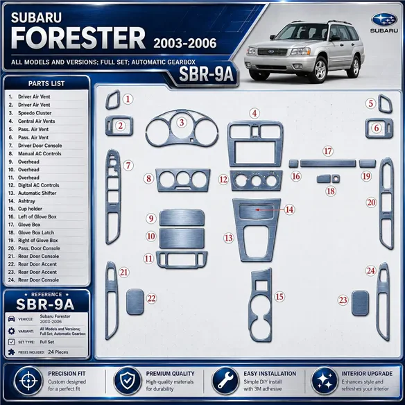 Subaru Forester 2003-2006 juego completo, Automatic Gear kit de molduras interiores para salpicadero