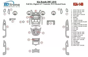 Kia Carens/Rondo 2007-UP Full Set, Automatic A/C Controls, W/O Heated Seats Interior BD Dash Trim Kit