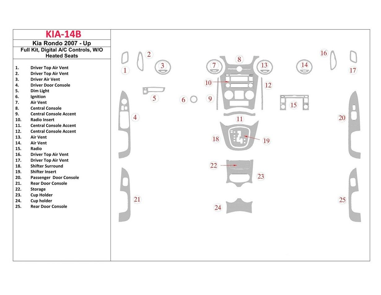 Kia Carens/Rondo 2007-UP Voll Satz, Automatic A/C Controls, W/O Heated Seats BD innenausstattung armaturendekor cockpit dekor - 