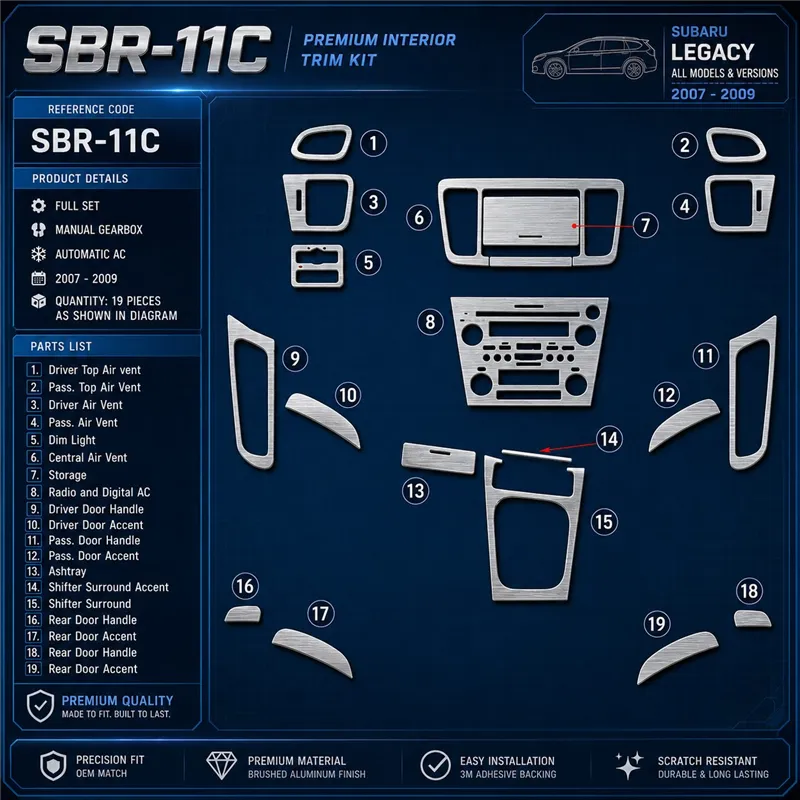 Subaru Legacy 2007-2009 kit complet, boîte manuelle boîte, automatique AC kit décoration intérieure tableau de bord