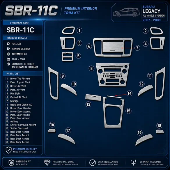 Subaru Legacy 2007-2009 3D Cockpit Dekor Interieurleisten Set Full Set / as shown in product diagram-teilig
