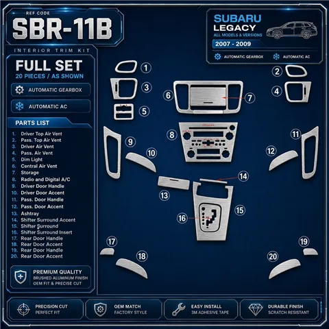 Subaru Legacy 2007-2009 juego completo, Automatic Gear, Automatic AC kit de molduras interiores para salpicadero