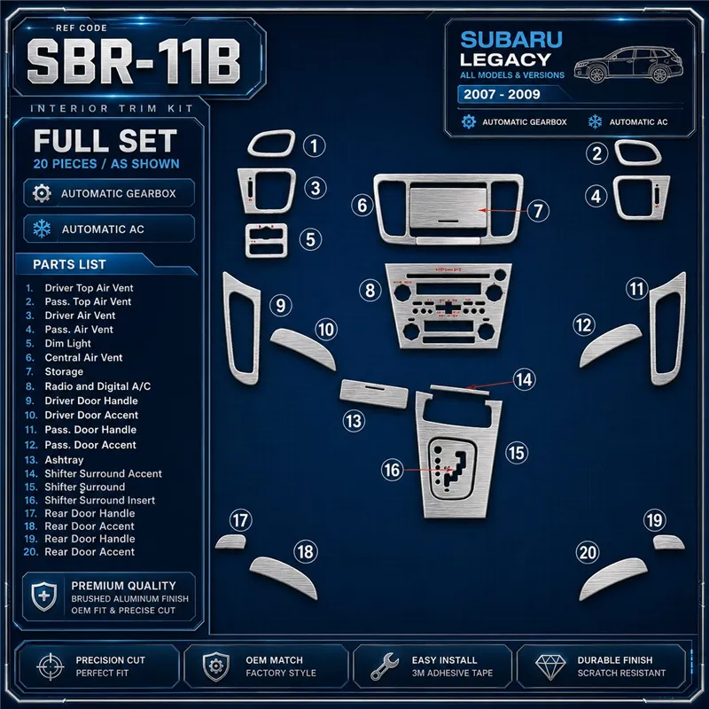 Subaru Legacy 2007-2009 Full Set, Automatic Gear, Automatic AC interieur dashboard decoratieset dashboard decor