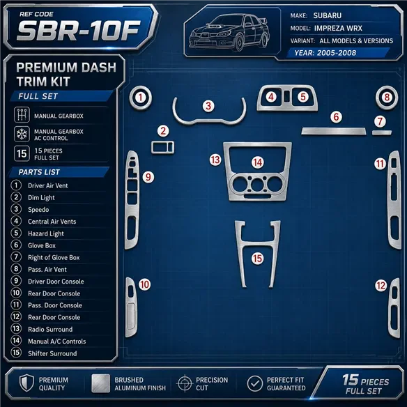Subaru Impreza WRX 2005-2008 3D Cockpit Dekor Interieurleisten Set Full Set / as shown in product diagram-teilig