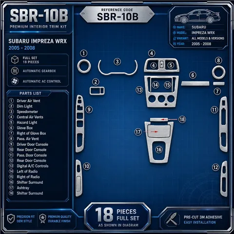 Subaru Impreza WRX 2005-2008 3D Cockpit Dekor Interieurleisten Set Full Set / as shown in product diagram-teilig