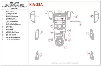 KIA Cerato 2010-2011 Full Set, Sedan BD Interieur Dashboard Bekleding Volhouder
