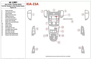 KIA Cerato 2010-2011 Full Set, Sedan Interior BD Dash Trim Kit