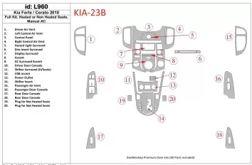 Kia Cerato 2010-2011 Full Set, With Heating and Without Seats Heating, Climate-Control Decor de carlinga su interior
