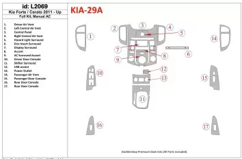 KIA Cerato 2011-UP Full Set, Aircondition BD Interieur Dashboard Bekleding Volhouder