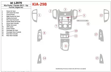 KIA Cerato 2011-UP Full Set, Climate-Control BD Interieur Dashboard Bekleding Volhouder