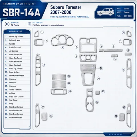 Subaru Forester 2007-2008 3D Cockpit Dekor Interieurleisten Set Full Set / as shown in product diagram-teilig