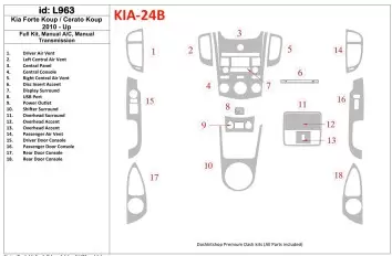 KIA Cerato Koup 2010-UP Full Set, Aircondition, Manual Gear Box BD Interieur Dashboard Bekleding Volhouder