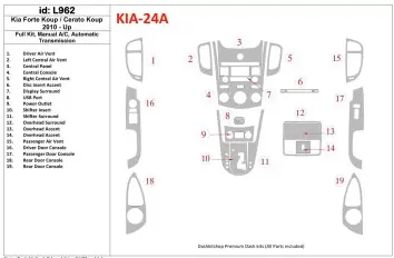 KIA Cerato Koup 2010-UP Full Set, Manual Gearbox AC, Automatic Gear BD Interieur Dashboard Bekleding Volhouder