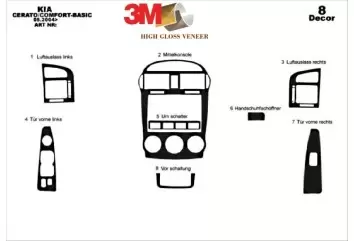 Kia Cerato LX HB 05.04-03.07 3M 3D Interior Dashboard Trim Kit Dash Trim Dekor 7-Parts