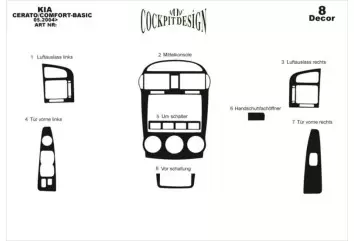 Kia Cerato LX Sedan 04-07 Mittelkonsole Armaturendekor Cockpit Dekor 8-Teilige - 2- Cockpit Dekor Innenraum