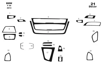 BMW 3 Series F30 01.2012 3M 3D Interior Dashboard Trim Kit Dash Trim Dekor 21-Parts