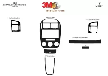 Kia Cerato Sedan 04.2007 3M 3D Interior Dashboard Trim Kit Dash Trim Dekor 7-Parts