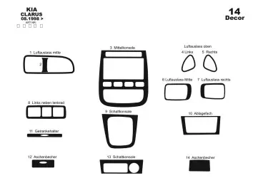 Kia Clarus 08.1998 3M 3D Interior Dashboard Trim Kit Dash Trim Dekor 14-Parts