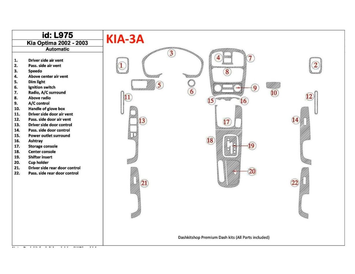 Kia Optima 2002-2003 Automatic Gearbox BD innenausstattung armaturendekor cockpit dekor - 1- Cockpit Dekor Innenraum