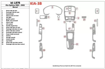 Kia Optima 2002-2003 boîte manuellebox BD Kit la décoration du tableau de bord - 1 - habillage decor de tableau de bord
