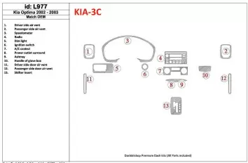 Kia Optima 2002-2003 OEM Compliance BD Kit la décoration du tableau de bord - 1 - habillage decor de tableau de bord
