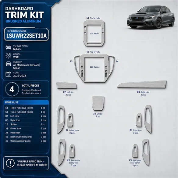 Subaru WRX 2022-2023 3D Cockpit Dekor Interieurleisten Set 4-teilig