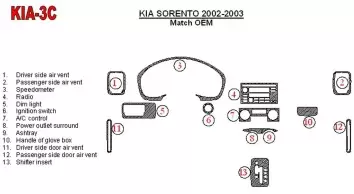 Kia Optima 2002-2003 OEM Compliance BD Kit la décoration du tableau de bord - 2 - habillage decor de tableau de bord