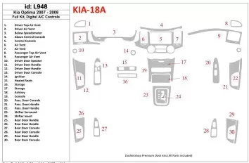 KIA Optima 2007-2008 Full Set, Automatic AC Control Interior BD Dash Trim Kit