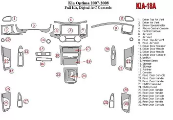 KIA Optima 2007-2008 Full Set, Automatic AC Control Interior BD Dash Trim Kit