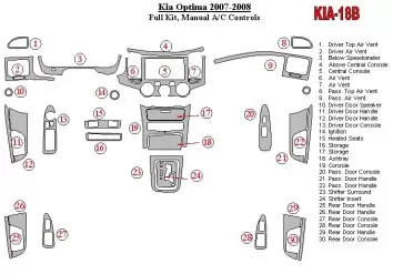 KIA Optima 2007-2008 Full Set, Manual Gearbox A/C Controls Interior BD Dash Trim Kit