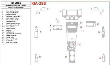 KIA Optima 2009-2010 Basic Set, Manual Gearbox AC Decor de carlinga su interior