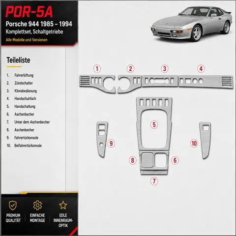 Porsche 944 1985-1994 Full Set interieur dashboard decoratieset dashboard decor