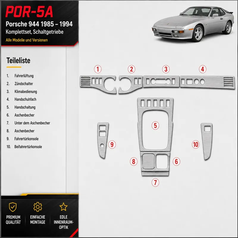 Porsche 944 1985-1994 juego completo kit de molduras interiores para salpicadero