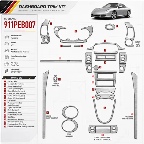 Porsche 911 2001 Basic Set kit rivestimento cruscotto e interni 3D