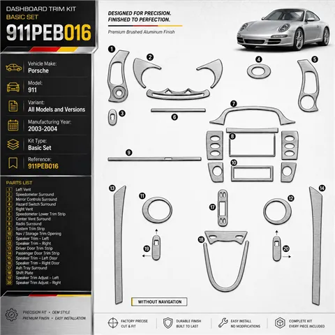Porsche 911 2003-2004 Basic kit décoration intérieure tableau de bord