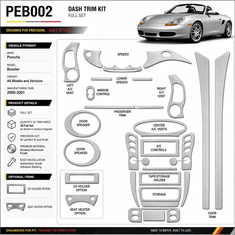 Porsche Boxster 2000-2001 3D Cockpit Dekor Interieurleisten Set Full Set / as shown in product diagram-teilig